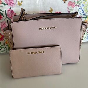 Michael Kors Pink and Gold Shoulder Bag Saffiano Leather